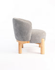 Velour Crest Chenille Wooden Armchair - Grey