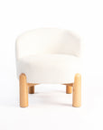 Velour Crest Chenille Wooden Armchair - White