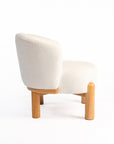 Velour Crest Chenille Wooden Armchair - White