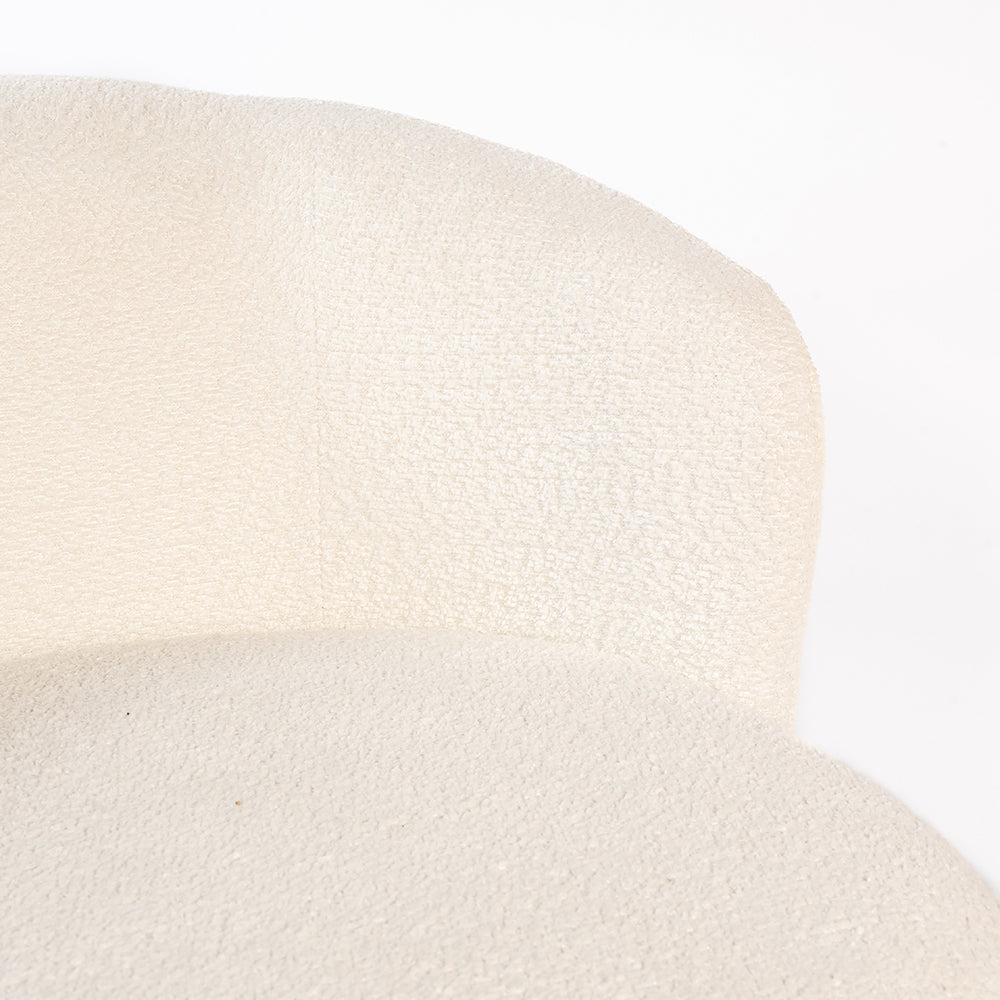 Velour Crest Chenille Wooden Armchair - White