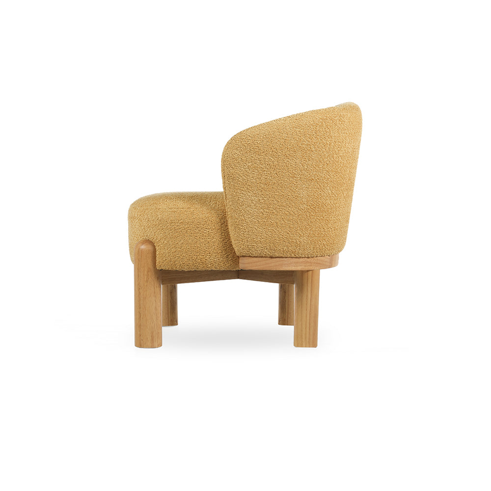 Velour Crest Chenille Wooden Armchair - Yellow