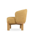 Velour Crest Chenille Wooden Armchair - Yellow