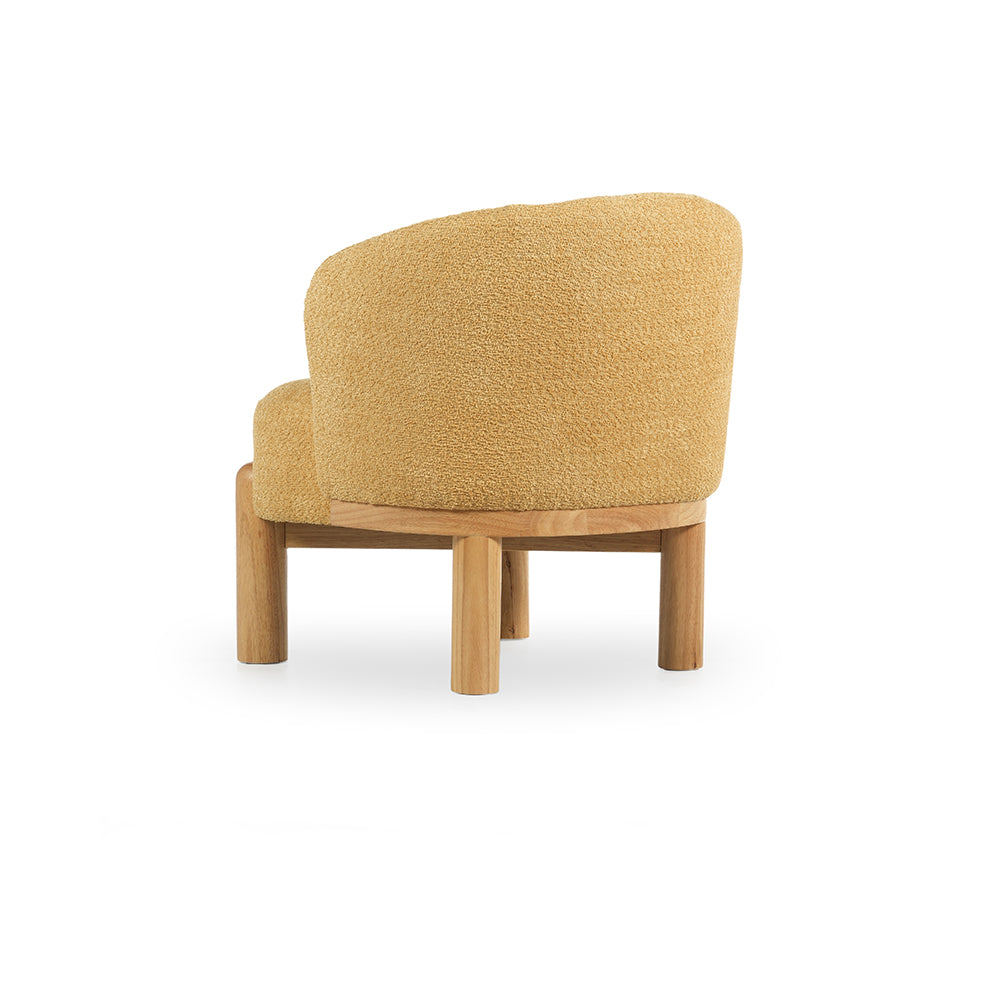 Velour Crest Chenille Wooden Armchair - Yellow
