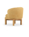 Velour Crest Chenille Wooden Armchair - Yellow