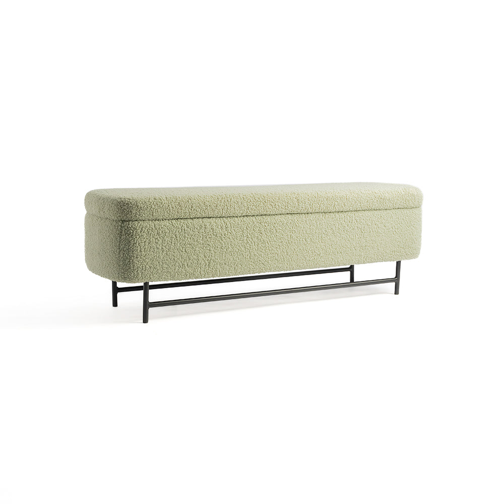 Sequoia Polyester Storage Bench with Steel Legs - Emerald Green