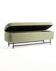 Sequoia Polyester Storage Bench with Steel Legs - Emerald Green