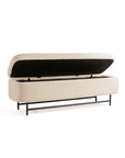 Sequoia Polyester Storage Bench with Steel Legs - Ivory
