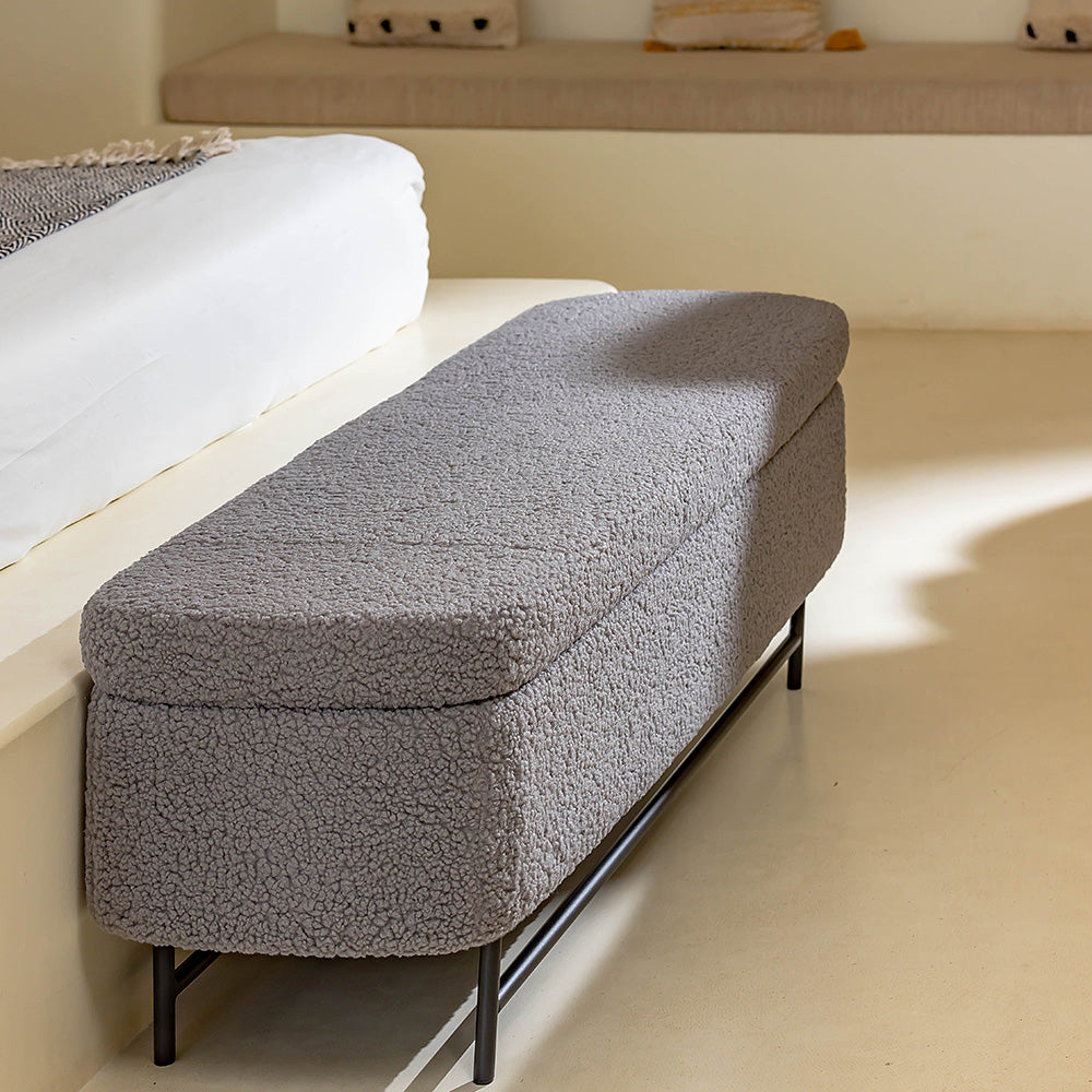 Sequoia Polyester Storage Bench with Steel Legs - Grey