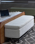 Sequoia Polyester Storage Bench with Steel Legs - Ivory