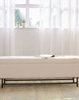 Sequoia Polyester Storage Bench with Steel Legs - Ivory