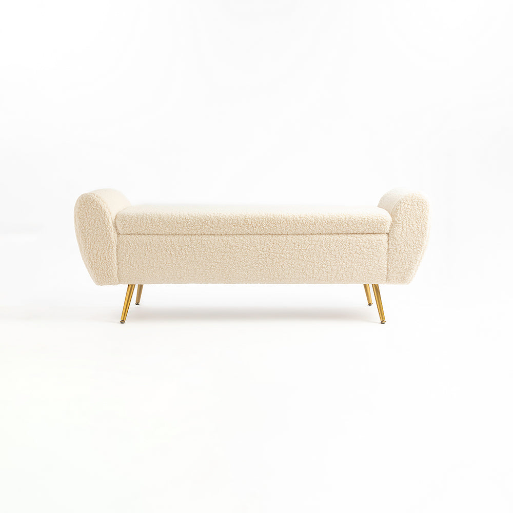 Barcarolle Boucle Fabric Bench - Ivory