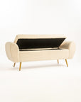 Barcarolle Boucle Fabric Bench - Ivory
