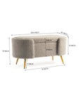 Alabaster Polyester Storage Bench With Steel Legs - Grey