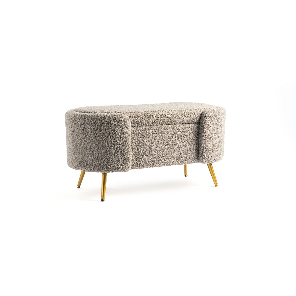 Alabaster Polyester Storage Bench With Steel Legs - Grey
