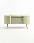 Alabaster Polyester Storage Bench With Steel Legs - Emerald Green
