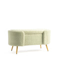 Alabaster Polyester Storage Bench With Steel Legs - Emerald Green