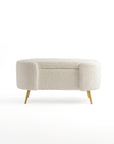 Alabaster Polyester Storage Bench With Steel Legs - Ivory