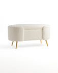 Alabaster Polyester Storage Bench With Steel Legs - Ivory
