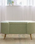 Alabaster Polyester Storage Bench With Steel Legs - Emerald Green