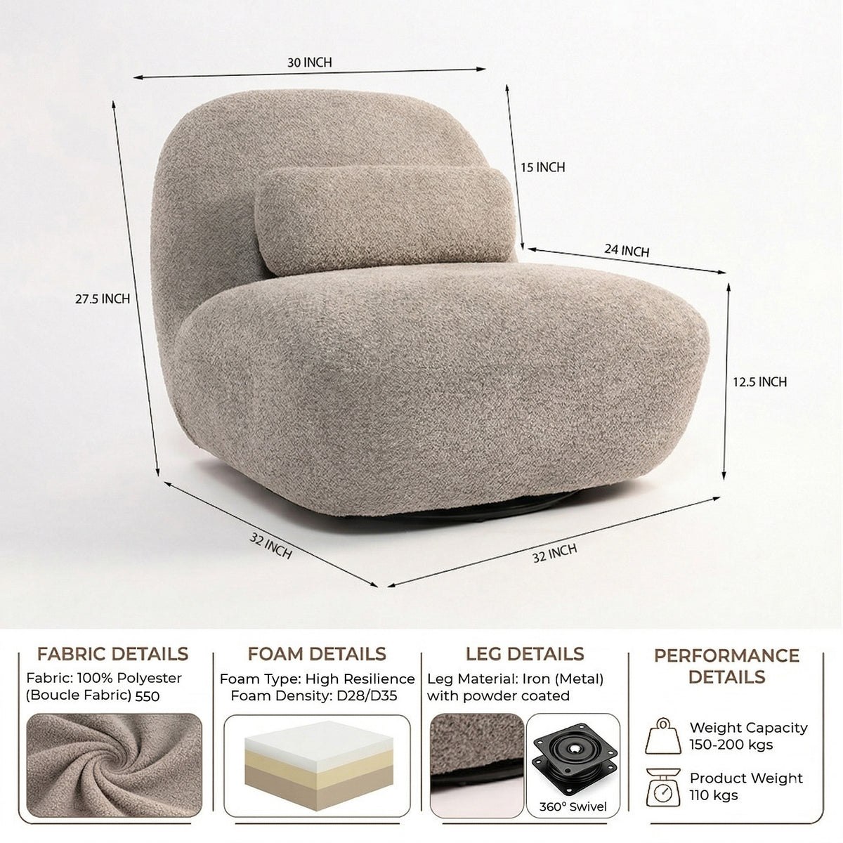 Adrienne Bell Chair - Grey
