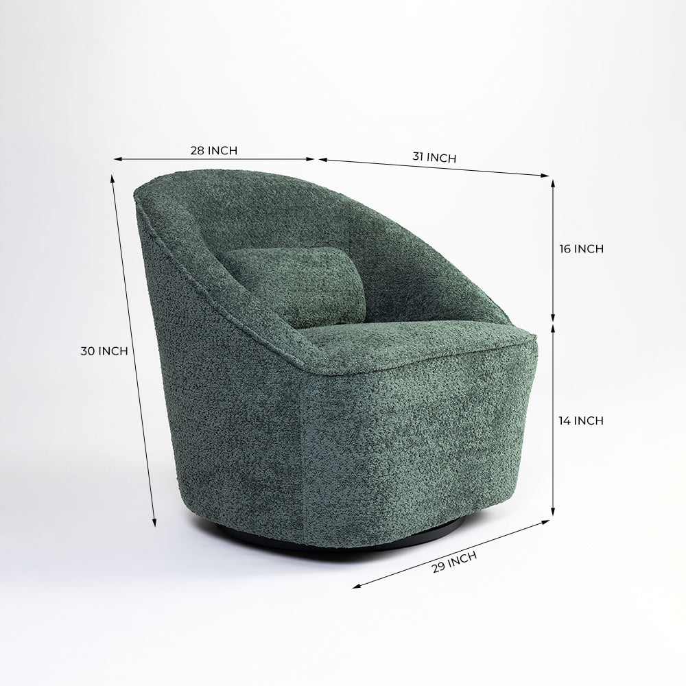 Emerald Boucle Swivel Chair - Dark Green