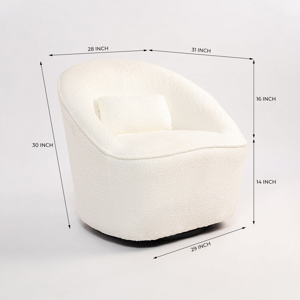 Emerald Boucle Swivel Chair - White