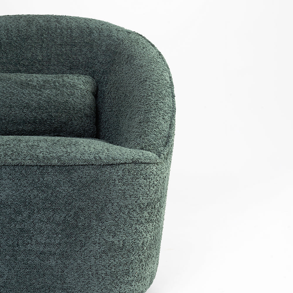 Emerald Boucle Swivel Chair - Dark Green
