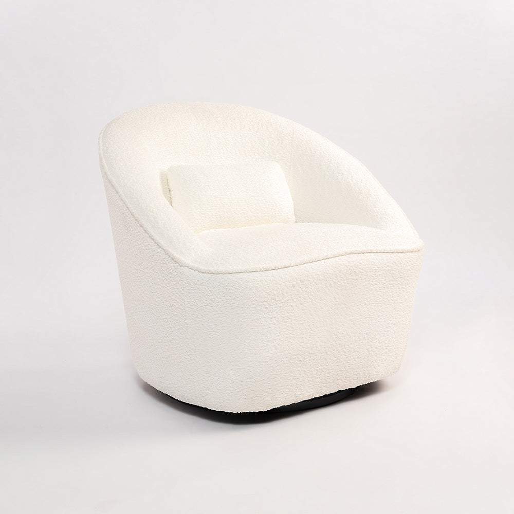 Emerald Boucle Swivel Chair - White