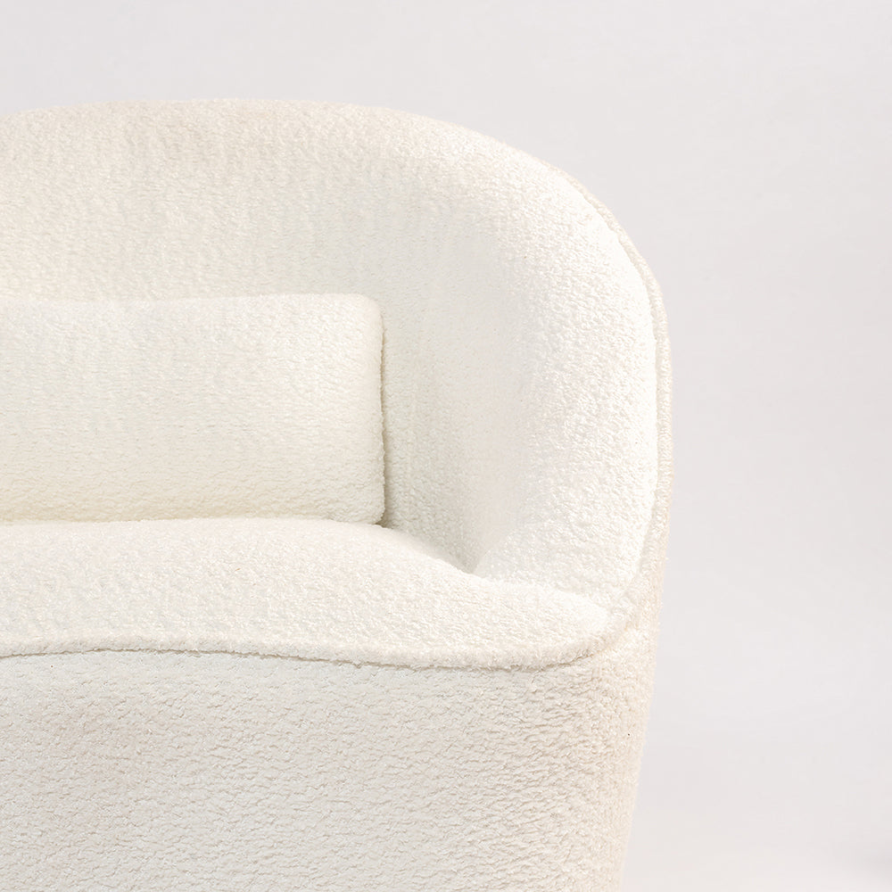 Emerald Boucle Swivel Chair - White