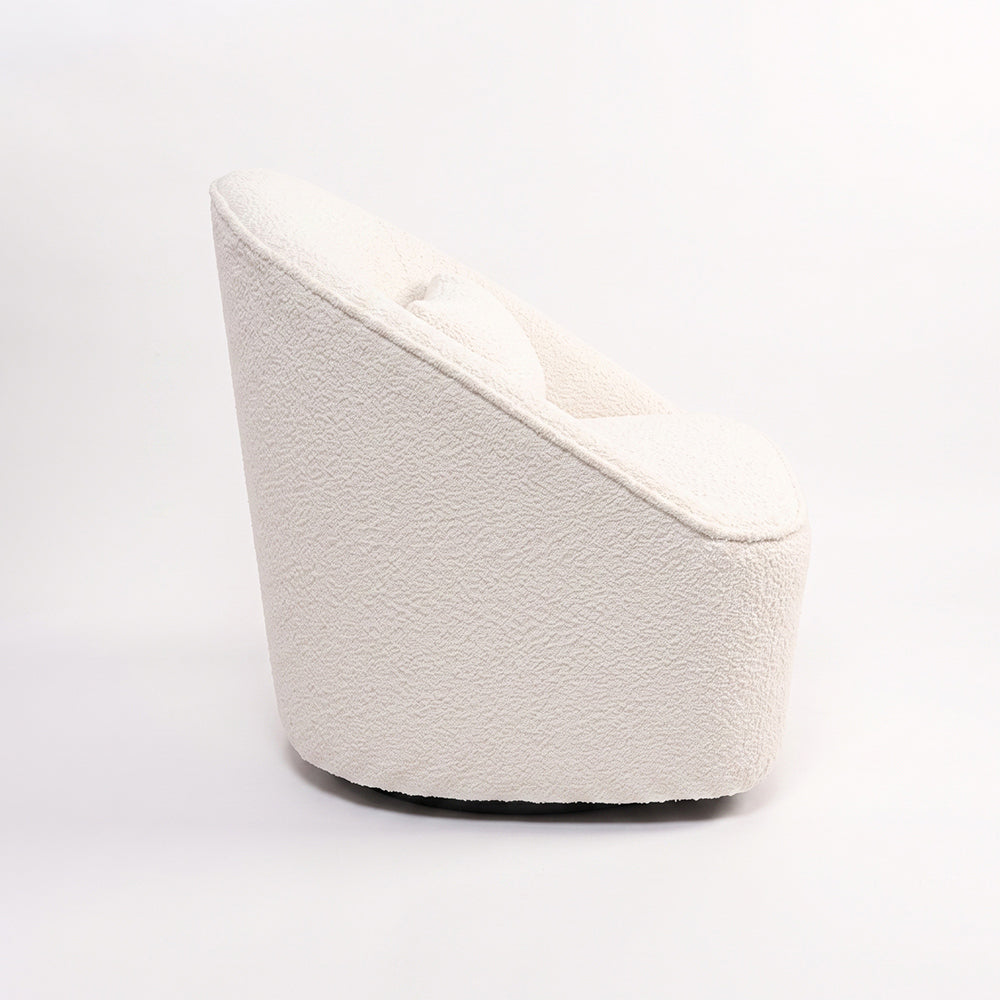 Emerald Boucle Swivel Chair - White