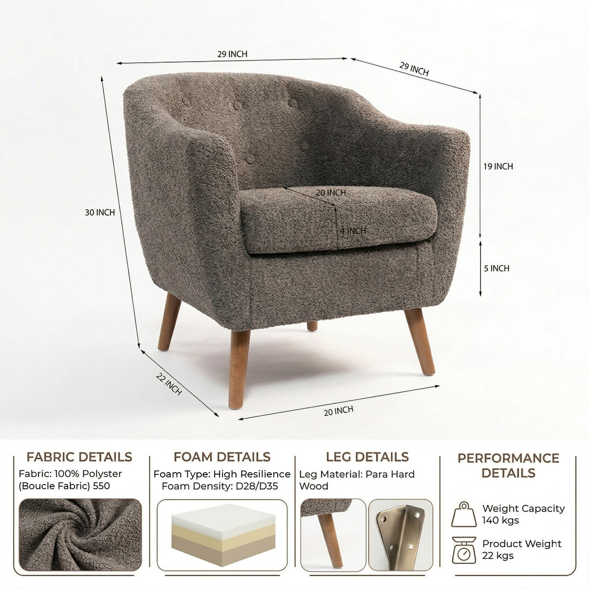 Aspen Aura Home Chair - Grey