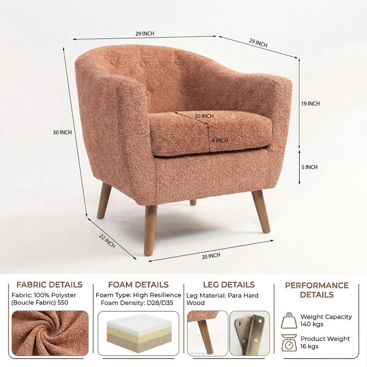 Aspen Aura Home Chair - Dusty Rose Brown