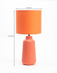 Obsedian Silk Ceramic Fabric Shade Table Lamp - Orange