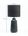 Obsedian Silk Ceramic Fabric Shade Table Lamp - Black