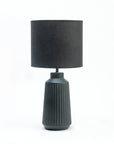 Obsedian Silk Ceramic Fabric Shade Table Lamp - Black