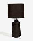 Obsedian Silk Ceramic Fabric Shade Table Lamp - Black
