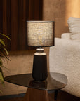 Obsedian Silk Ceramic Fabric Shade Table Lamp - Black