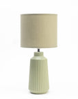 Obsedian Silk Ceramic Fabric Shade Table Lamp - Shallot Green
