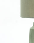 Obsedian Silk Ceramic Fabric Shade Table Lamp - Shallot Green