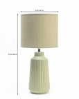 Obsedian Silk Ceramic Fabric Shade Table Lamp - Shallot Green