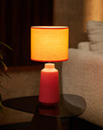 Obsedian Silk Ceramic Fabric Shade Table Lamp - Orange