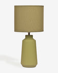 Obsedian Silk Ceramic Fabric Shade Table Lamp - Shallot Green