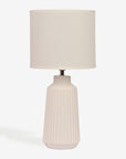 Obsedian Silk Ceramic Fabric Shade Table Lamp - White