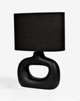 Astral Noir Fabric Shade Ceramic Table Lamp - Black