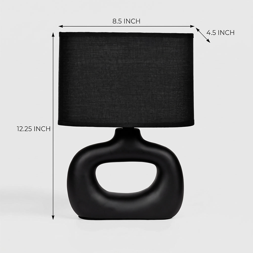 Astral Noir Fabric Shade Ceramic Table Lamp - Black
