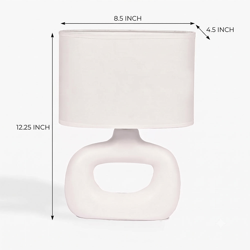 Astral Noir Fabric Shade Ceramic Table Lamp - Off White