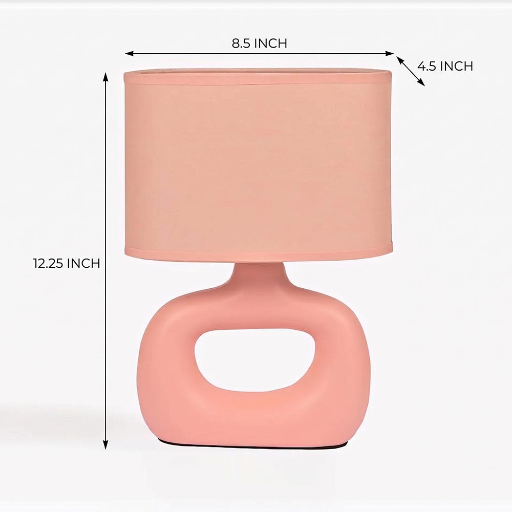Astral Noir Fabric Shade Ceramic Table Lamp - Pink