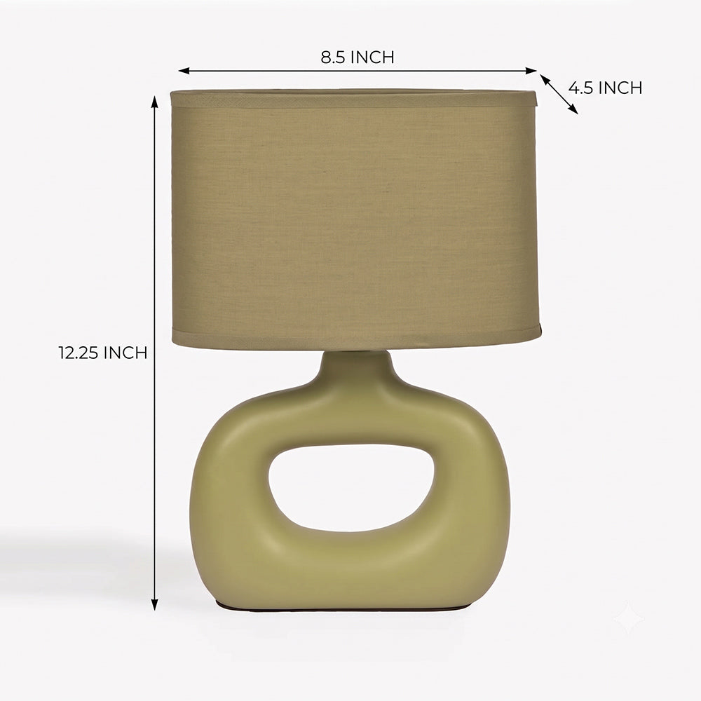 Astral Noir Fabric Shade Ceramic Table Lamp - Shallot Green