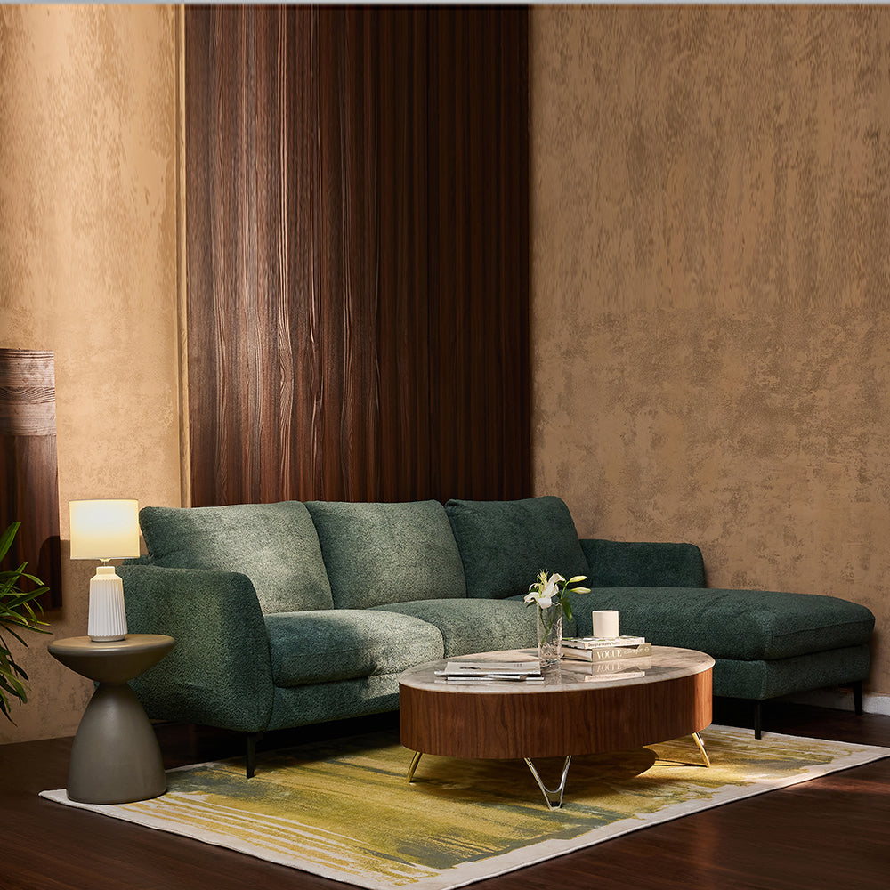 Nova Niche 3 Seater Sofa - Green - RIGHT HAND