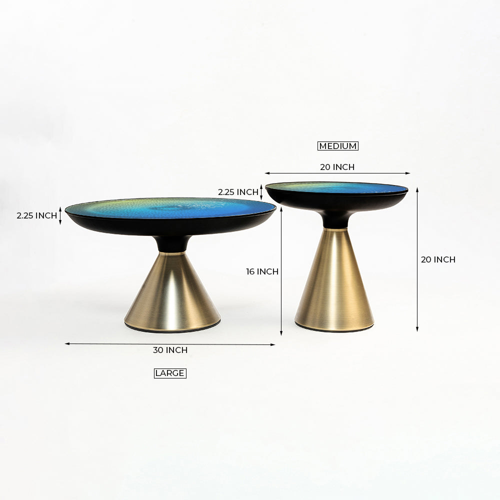 Ava Long Round Glass Top Coffee Table Set of 2